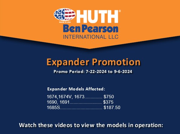 Huth Manufacturing Expander Promotion 7-22-24 to 9-6-24